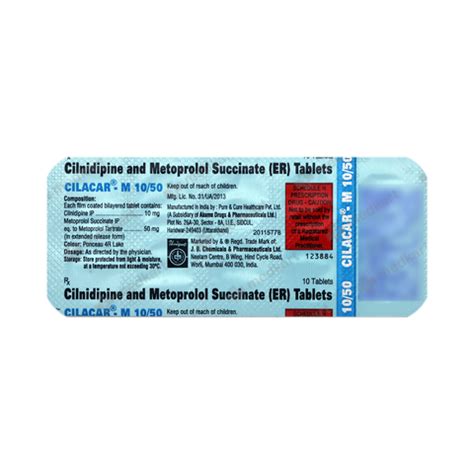 CILOZAR M TABLET 10'S, Price, Composition & Generic Alternatives - Medkart