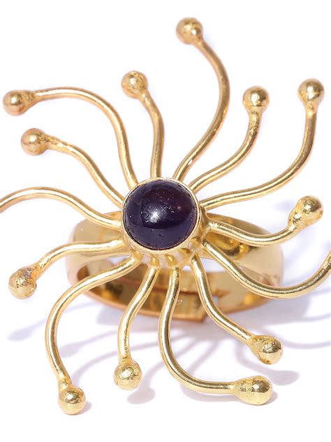 Buy Blueberry Gold Plated Agate Stone Detailing Ring Online