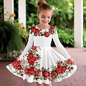Easter Girls' 3D Floral Graphic Dress Long Sleeve 3D Print Summer Fall ...