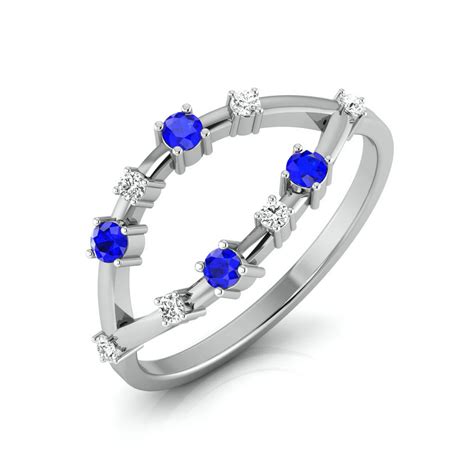 Jewelove™ Rings SI IJ / Women's Band only Blue Sapphire Platinum ...
