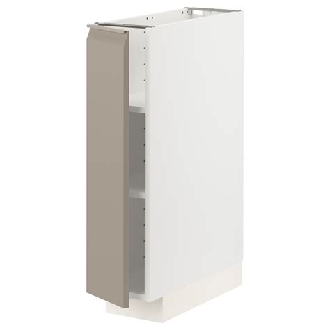 METOD base cabinet with shelves, white/Upplöv matt dark beige, 20x60x80 ...