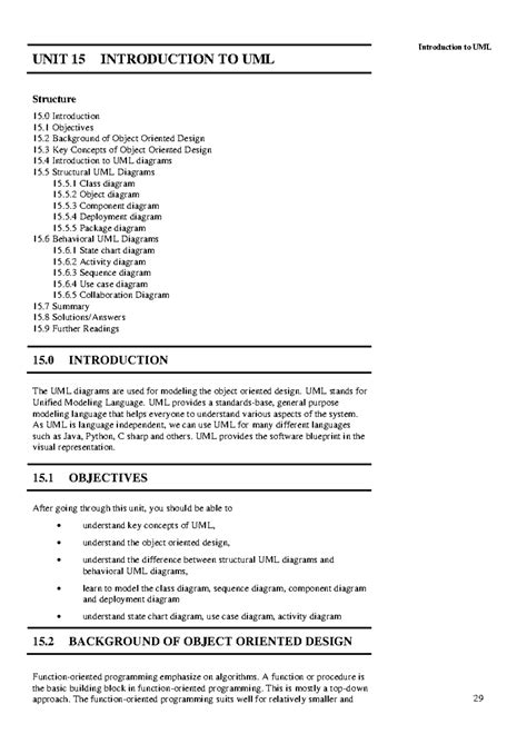 Unit-15 - 29 Introduction to UML UNIT 15 INTRODUCTION TO UML Structure ...