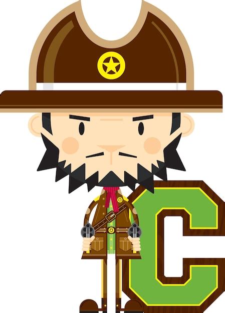 C steht für Cowboy Sheriff Wild West Alphabet Learning Educational ...