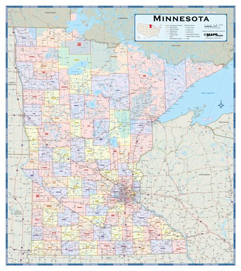 Minnesota Counties Wall Map | Maps.com.com