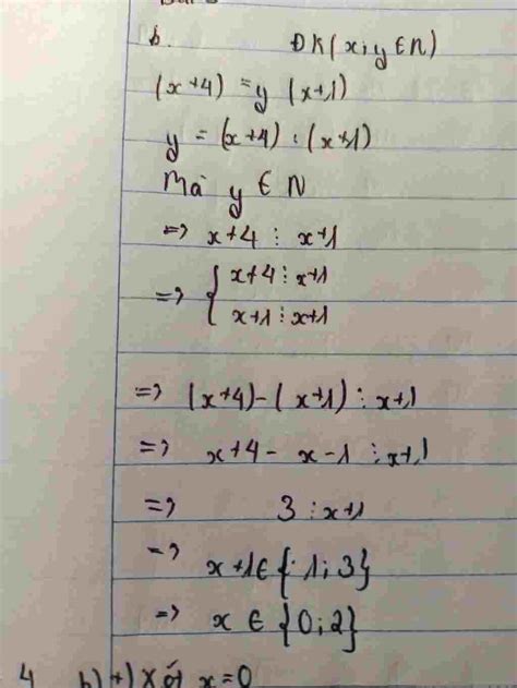 Toán Lớp 12: Tìm x,y là số tự nhiên biết : (x+4)=y(x+1)