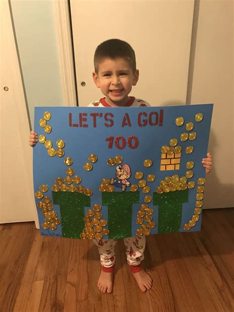 100th day Mario bross project | 100 days of school project ...