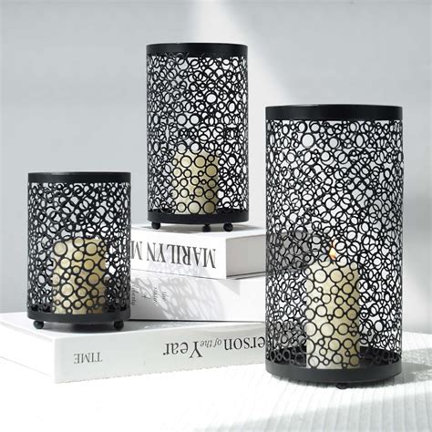 Amazon.com: Metal Candle Holders Set of 3, Decorative Tealight Candle ...
