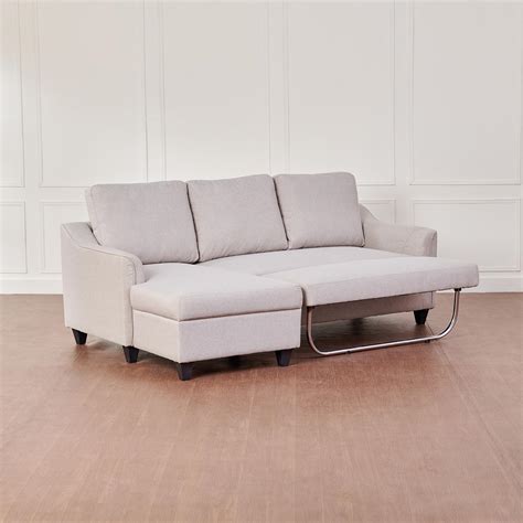 Buy Moscow Fabric 2-Seater Sofa Bed with Chaise - Beige from Home ...