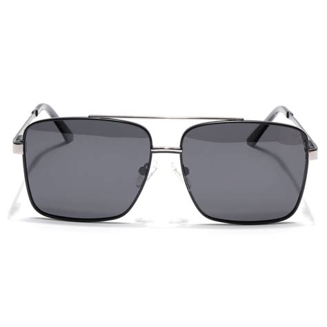 Wayfarer Polarized Sunglasses (Black Lens | Black & Grey Frame - PMG53