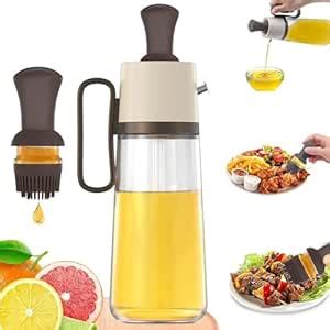 Oil Dispenser Bottle with Silicone Brush Leakproof Glass Oil Can for ...