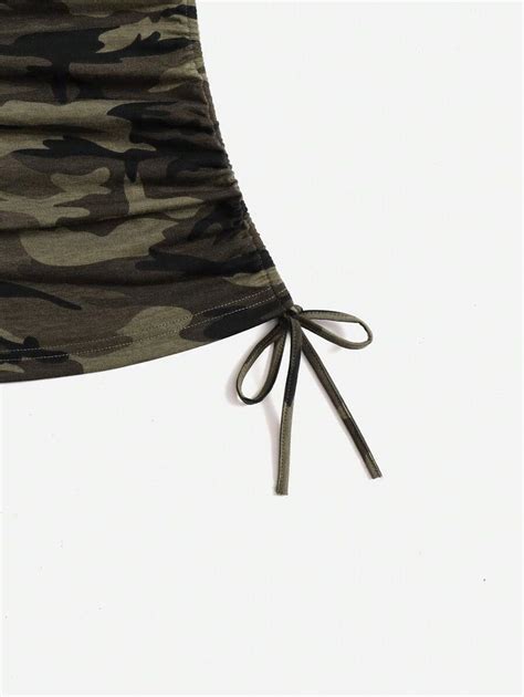 SHEIN EZwear Top court moulant à imprimé camouflage Y2K pour femmes ...