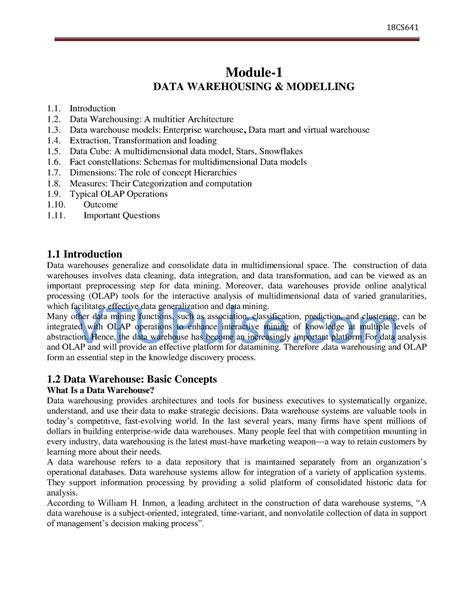 DMDW 1st module - IMPORTANT NOTES - VTUPulse Module- DATA WAREHOUSING ...