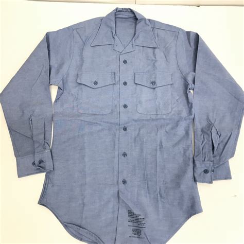 U.S.NAVY アメリカ軍 デッドストック 80年代 CHAMBRAY SHIRTS-TYPE III 米軍 シャンブレーシャツ サックス ...