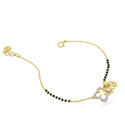 14KT Yellow Gold Clover Forever Diamond Mangalsutra Bracelet