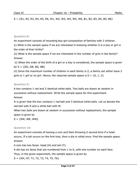 NCERT Solutions for Class 11 Maths chapter 16 - Probability