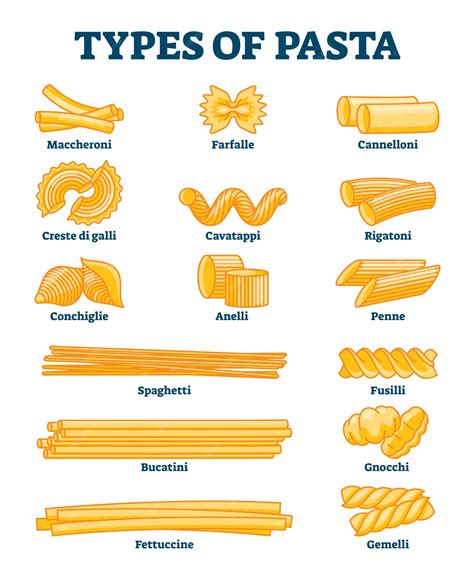 Premium Vector | Types of pasta illustration. labeled italian cuisine ...