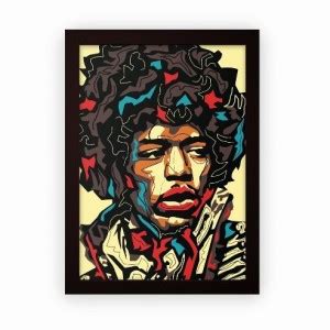 Jimi Hendrix Black & White Illustration Paper Print - Art & Paintings ...
