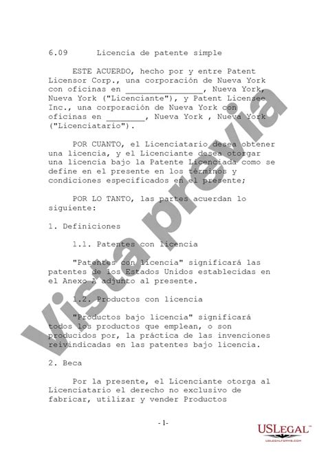 Licencia de Patente Simple | US Legal Forms