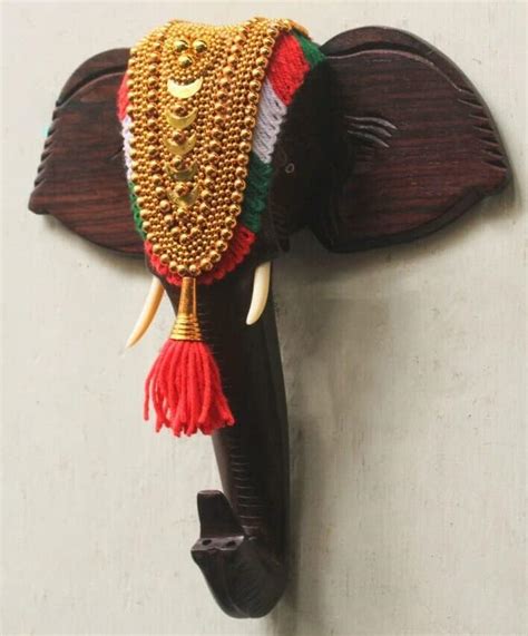 Buy LOYAL CRAFT 6 inch Rosewood Elephant Head Figurine with Nettipattom ...