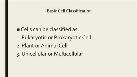 General Biology 1 - Lesson 2 Classification of Cell | PPTX