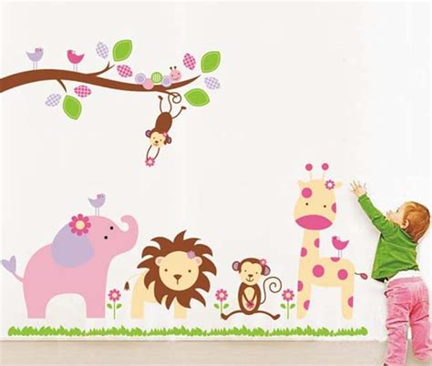Decals Design 'Baby Cartoon Animal Kingdom Kids' Room Wall Sticker (PVC ...