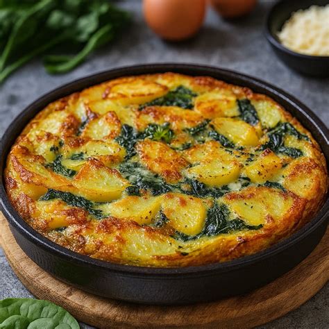 Savory Spanish Potato And Spinach Frittata - Easy and Healthy Recipes