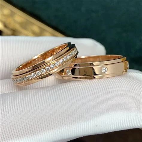 高端珠宝定制时来运转18K金旋转情侣结婚对戒三色玫瑰金指环戒指-淘宝网