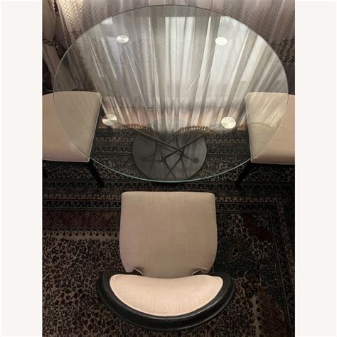 Glass Top and Marble Base Dining Table - AptDeco