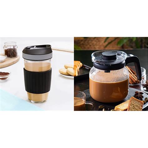 Buy Borosil Travel Mug with Silicone Sleeve, Borosilicate Glass, Glass ...