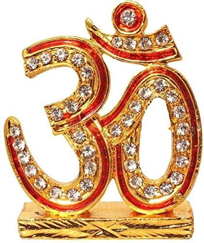 Brass 24K Gold Plated with Stones OM Sign Car Dashboard Crystal Idol ...