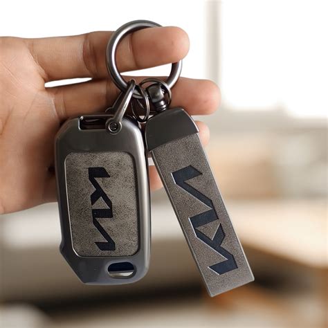 Metal Leather Car Key Cover Compatible With Kia Kia Seltos HTE, Sonet ...