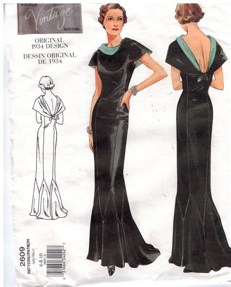 Vogue Pattern 2609 Vintage Design evening gown from the 1930s Size 6 8 ...
