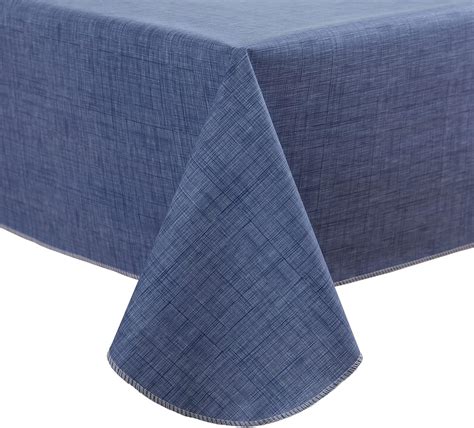 Amazon.com: LIBERECOO Vinyl Tablecloth with Flannel Backing, Denim Blue ...