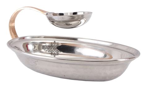 Buy Indian Art Villa Steel Oval & Flat Chip And Dip Platter With ...