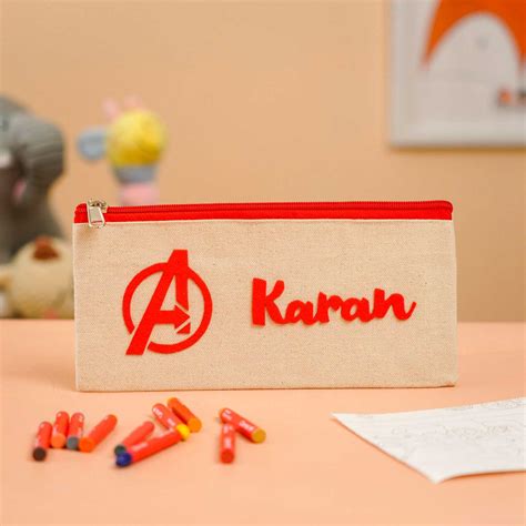 Buy Personalized Avengers Theme Stationary Pouch Online On Zwende