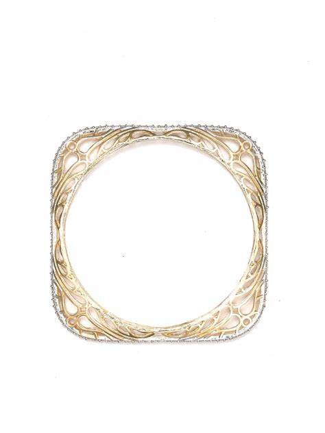 Allure Wings - Square American Diamond Gold Plated Set of 2 Bangles ...