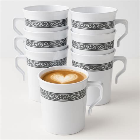 Impresserve 8oz White Disposable Plastic Insulated Coffee Mugs - 32 ...