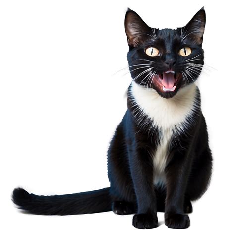 Download Black Cat Yawning Png 05232024 | Wallpapers.com