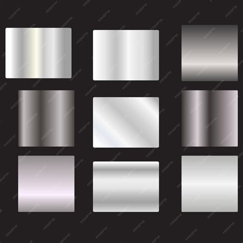 Premium Vector | Collection Of Silver Gradient Textures On Dark Background