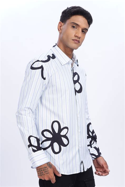 Striped Floral Korean Shirt – Eszett