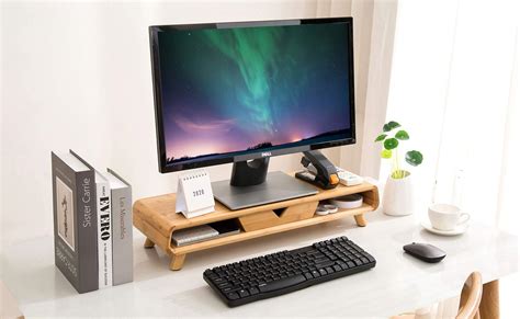 Buy Bamboo Monitor Stand Riser Homerays No Assembly Required Exquisite ...