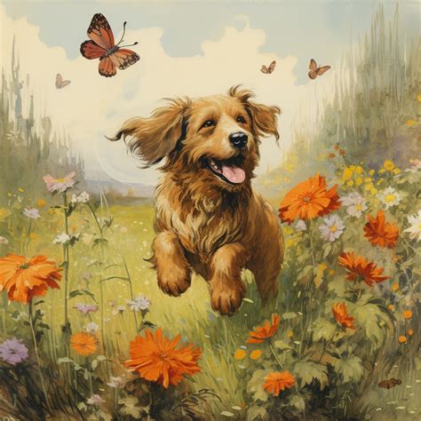 Dog Chasing Butterflies Free Stock Photo - Public Domain Pictures