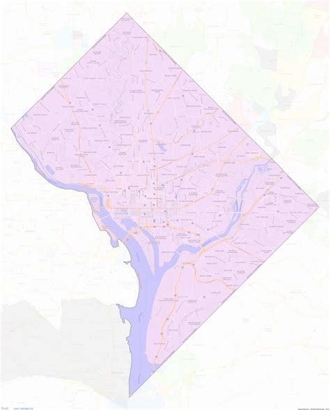 District of Columbia City Limits Map – medium image – shown on Google Maps
