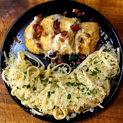 Frozen Stuffed Chicken Breast w/ Garlic Butter Linguine : r/dinner