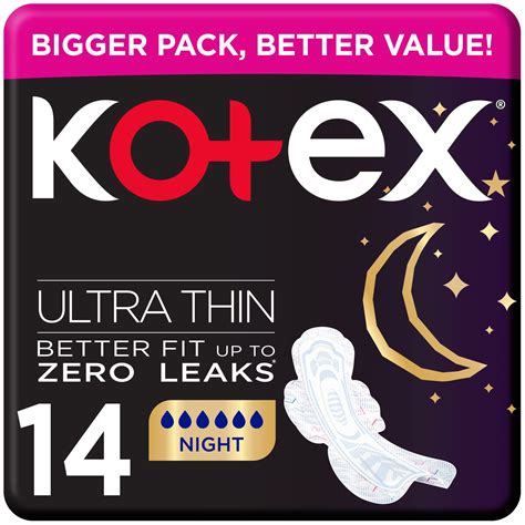 Kotex Ultra Thin Pads Nighttime With Wings Value Pack 14 Pads | Nahdi