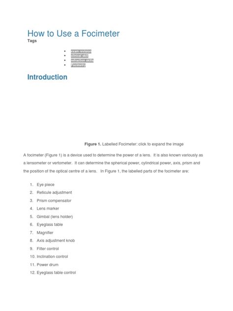 Image result for Using a Focimeter
