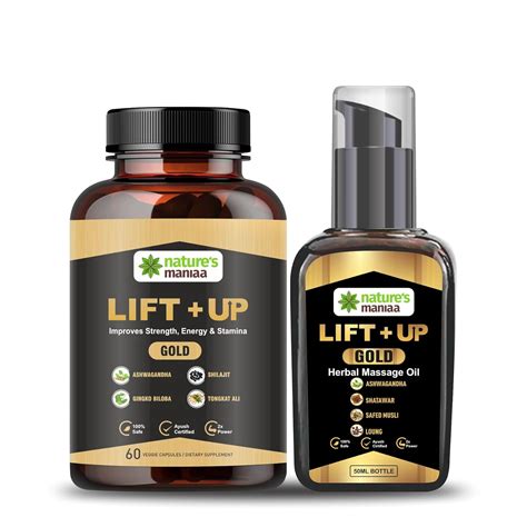 Nature's Maniaa Gold LIFT UP Massage Oil For Men's 50 Ml & Mens Capsule ...