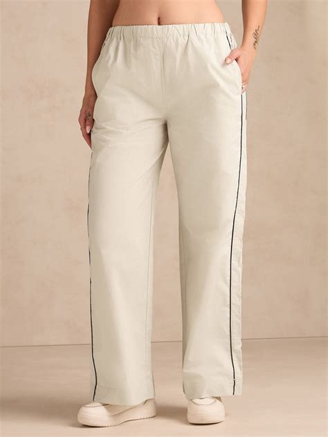 Shop Off White Pintuck Wide Leg Trouser - for Women | OUTZIDR | Gen-Z Style