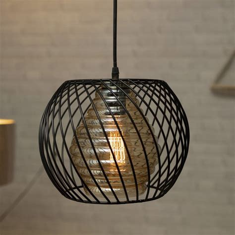 Buy HOMESAKE Contemporary Decor Black Metal Twister Cage Pendant Light ...