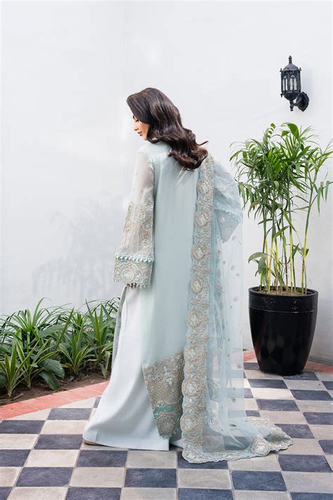 Glacier Blue Pakistani Chiffon Suit | Freesia Tarz Luxury Formals ...